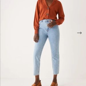 Frank & Oak The Stevie High Rise Mom Jean in Light Indigo size 27